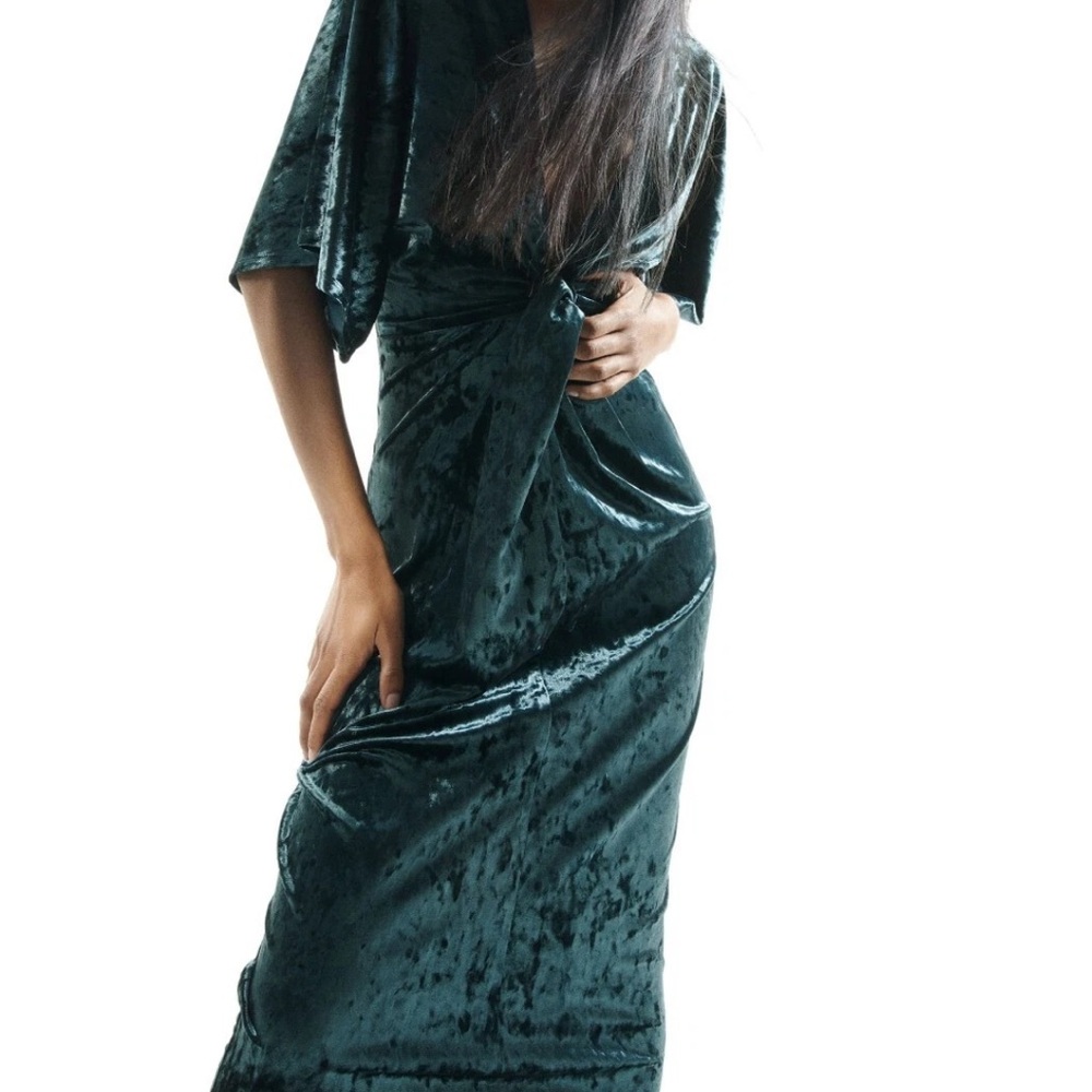 Zara Dark Green Velvet Maxi Dress